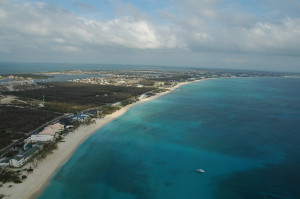 Aerial view of Seven Mile Beach in Grand Cayman